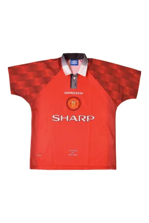 Umbro Manchester United 1997 - 1998 Home Football Shirt Size XL Red Sharp