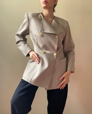 Vintage Designer Gianfranco Ferr Beige Structured Blazer