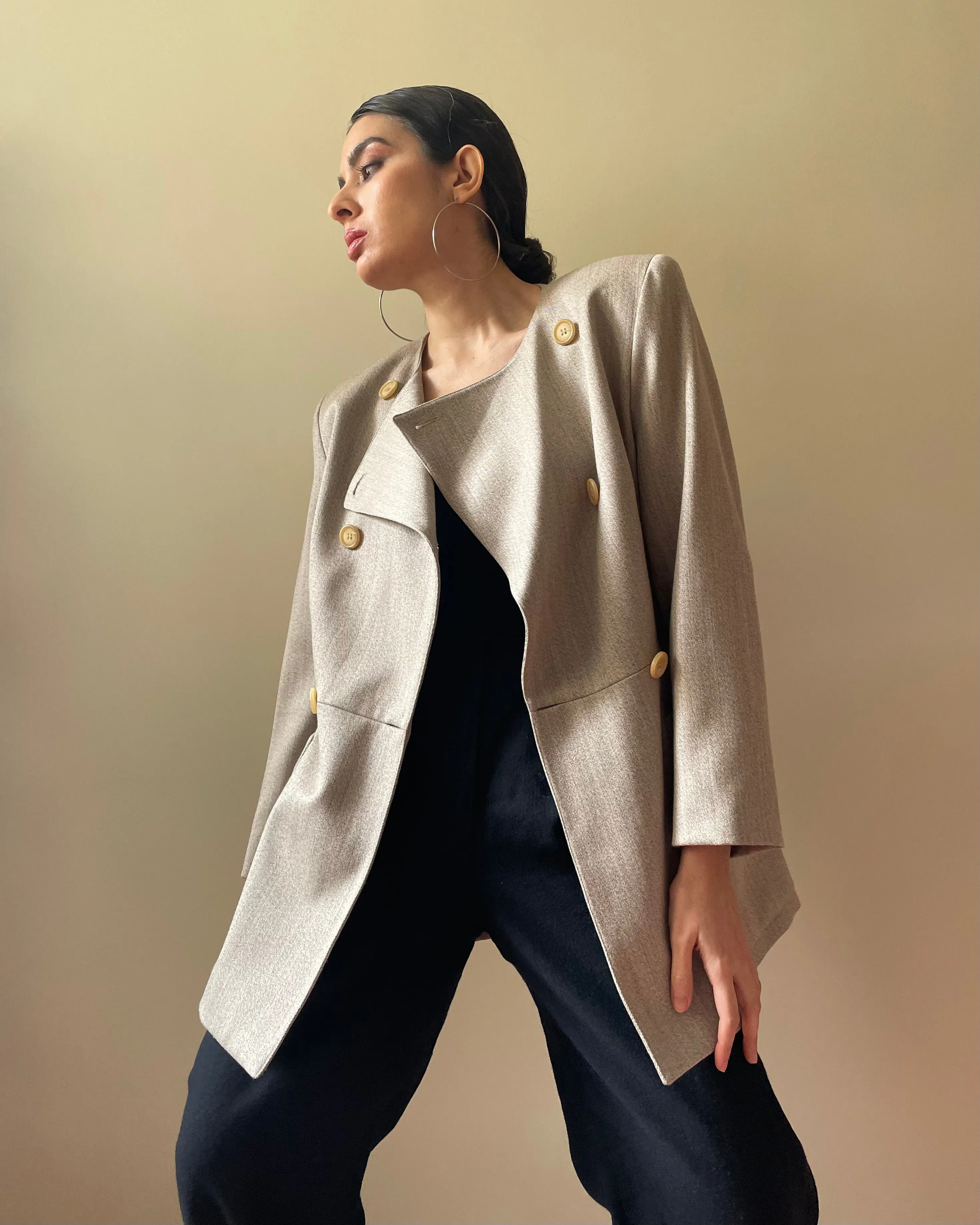 Vintage Designer Gianfranco Ferr Beige Structured Blazer