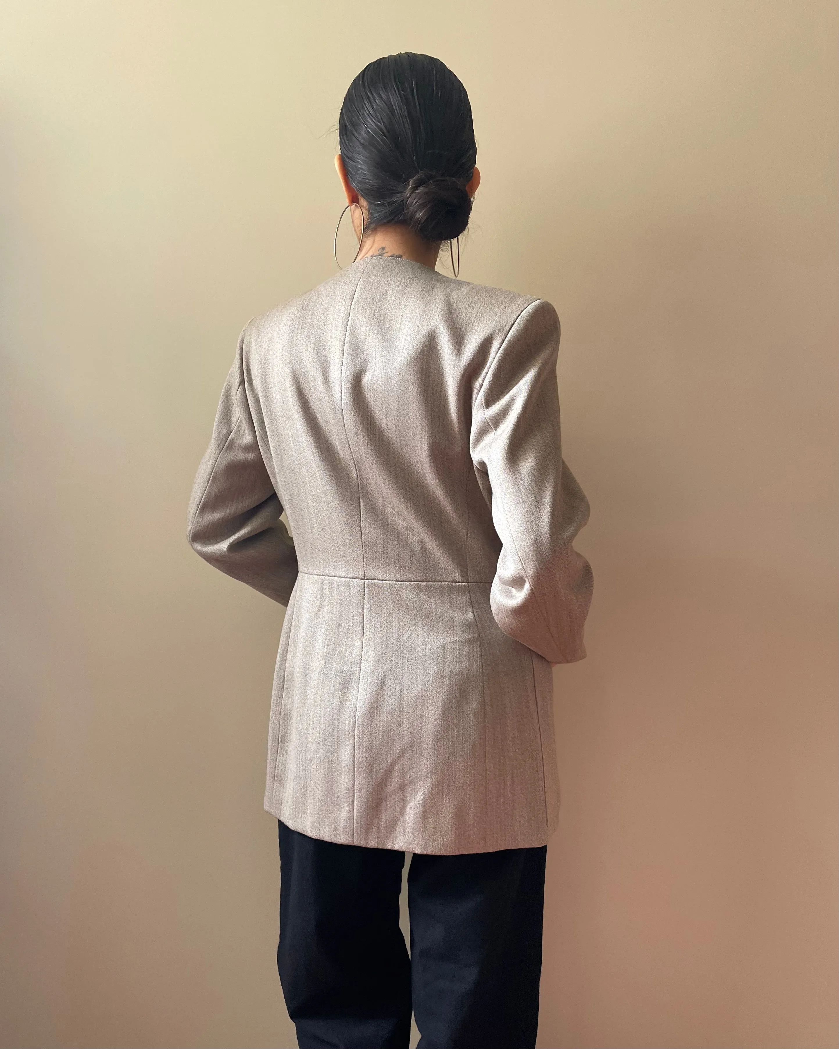 Vintage Designer Gianfranco Ferr Beige Structured Blazer