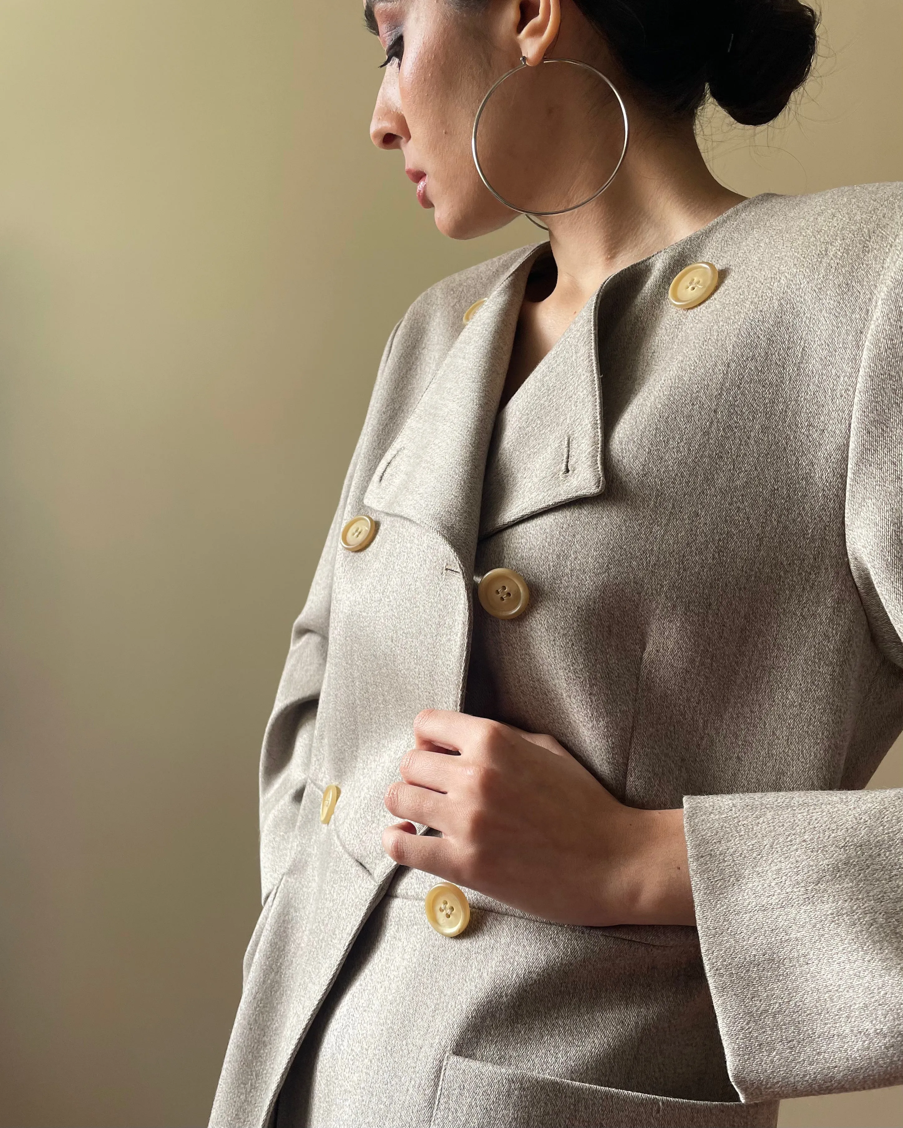 Vintage Designer Gianfranco Ferr Beige Structured Blazer