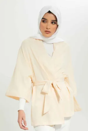 Women Beige Belted Cardigan