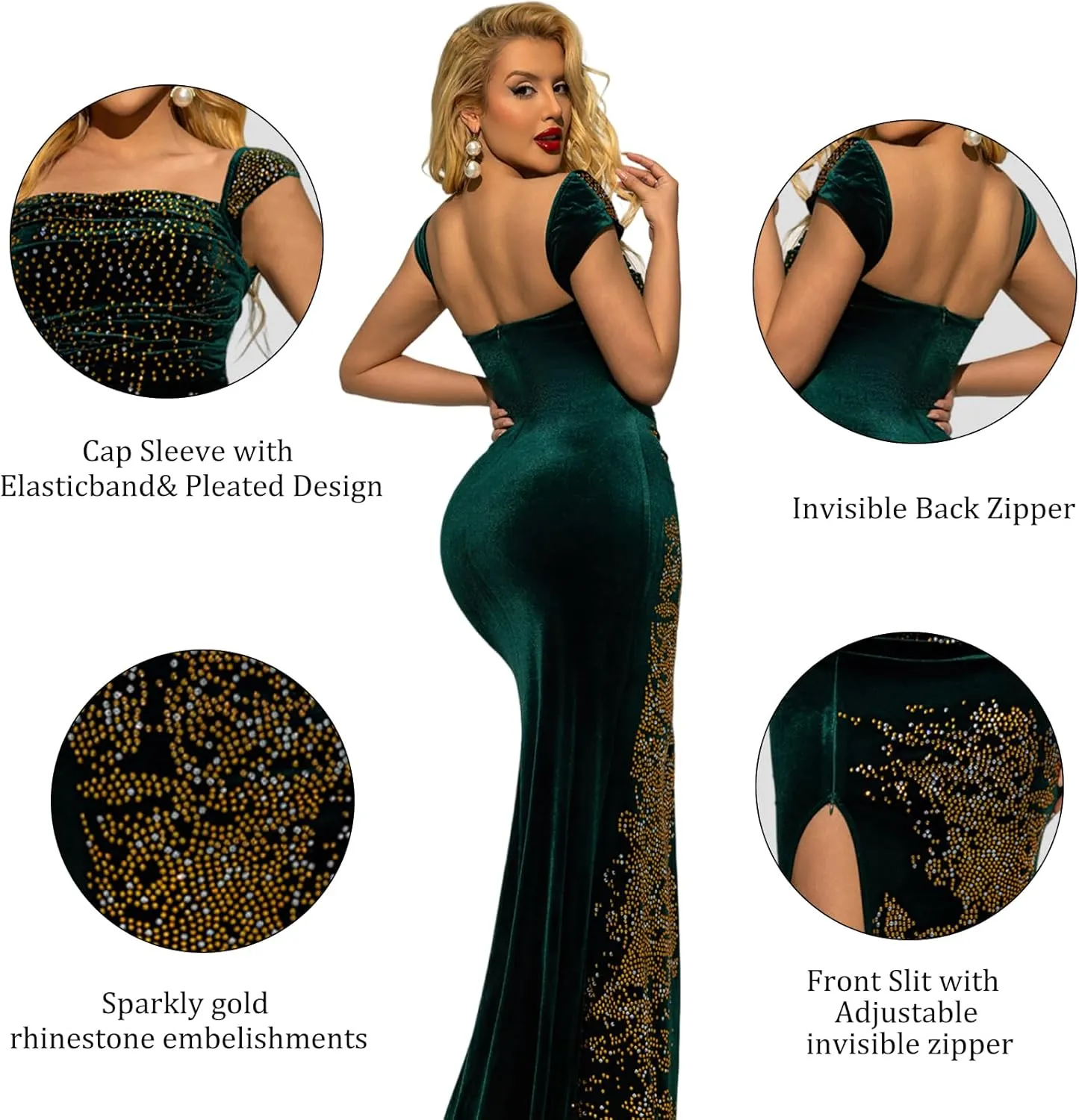 Women's Formal Mermaid Evening Dresses Wrap Dress Maxi Long Ruched with Slit